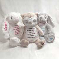 Personalised Comfort Plush Keepsake, Custom Owl or Bunny Ornament, In Loving Memory Memento, Thinkin