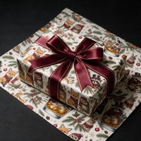 Woodland Christmas Wrapping Paper, Fox Raccoon Owl Bunny Gift Wrap, Rustic Holiday Wrapping Paper, W