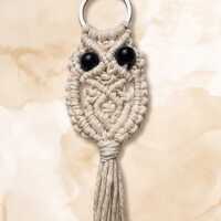Macrame Owl Keychain, Cute animal charm