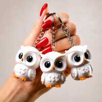 Porte-clés Hibou Kawaii 3D – Décoration Sac, Clés ou Cadeau Original