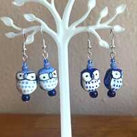 Ceramic Blue Owl Earrings
