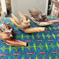 Owl Tepi Pipe, Traditional Shamanic Applicator Pipe, Hand Carved from Native Tropical Hardwood