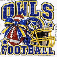 Owls Football PNG | Bling Football DTF & Sublimation Design