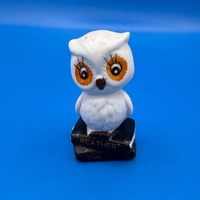 Vintage Ceramic Weather Owl | 1970s Whimsical Kitsch Owl On Books Shelf Accent | Cottagecore Dark Ac