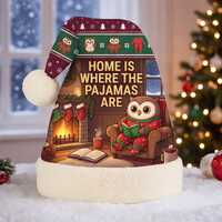 Funny Owl Christmas Santa Hat, Home Is Where The Pajamas Are, Cozy Christmas Gift, Owl Lover Gift, H