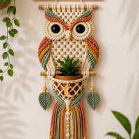 Boho Owl Macrame Wall Hanging, Plant Hanger Pattern, Hanging Planter, Nature Wall Decor, DIY Macrame