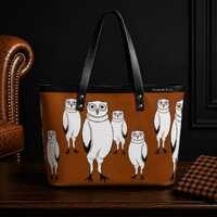 Owl Statement Handbag | Brown Black & White Zippered Purse | Women’s Shoulder Bag - The Pa