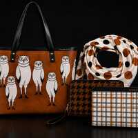 Owl Handbag 4-Piece Gift Set | Tote, Wristlet, Scarf & Cosmetic Bag | The Parliament Collection