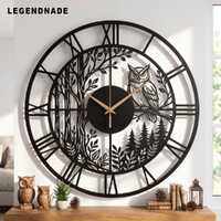 Owl Metal Wall Clock, Woodland Forest Decor, Rustic Wall Art, Owl Lover Gift For Nature Lover