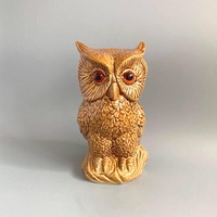 Vintage Owl figurine with glass eyes large 21cm high Bird