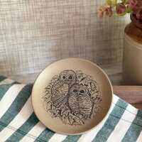 Vintage Poole Pottery Barbara Linley Adams Owl Stoneware Plate 13cm