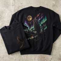 Owl Sweatshirt, Northern Lights Hoodie, Moonlit Gothic Nature, Dark Aurora Wildlife Design