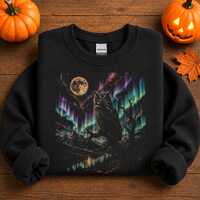 Owl Sweatshirt, Northern Lights Hoodie, Moonlit Gothic Nature, Dark Aurora Wildlife