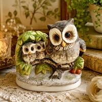 Sweet Vintage Owls Family Mama Babies Birds Figurine Ceramic HOMCO Home Interior #1298