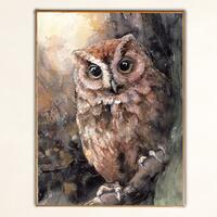 Owl Watercolor Print, Woodland Birds Wildlife Poster Bird Watchers Gift, Dark Bird Painting