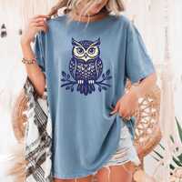 Botanical Owl Shirt, Wise Owl Tee, Bird Lover Graphic T-Shirt, Nature Lover Gift, Birdwatcher Gift