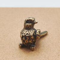 Tiny Brass Owl Figurine, Mini Bird Sculpture,Vintage Brass Animal Statue, Pocket Talisman, Nature Lo