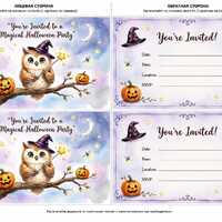 Editable Magical Owl Halloween Party Invitation Template (Digital Download)