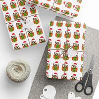 Christmas Owl Pattern Wrapping Paper | Holiday Gift Wrap Roll