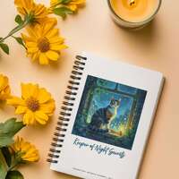 Watercolor Cat Night Owl Spiral Notebook, Cozy Moonlight Writing Journal