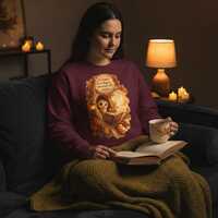 Owl Reading Sweatshirt, Book Lover Crewneck, Cozy Autumn Gift for Her, Woodland Reading Ritual
