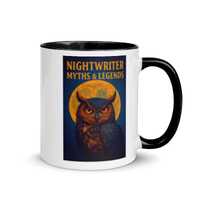 Nightwriter Myths & Legends Owl Mug, Gothic Fantasy Coffee Cup, Horror Author Gift, Book Lover M