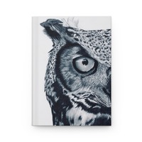 Black and White Owl Drawing Hardcover Journal