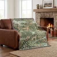 Owl and Willow Woven Blanket, English Country Botanical Tapestry Art Throw