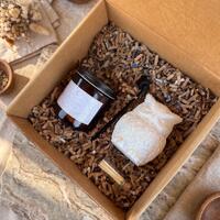 Pearl Owl Candle Gift Box | Scented Candle, Oat Milk Honey Sugar Scrub | Self Care Gift Set with Mat