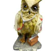 Vintage 1990 Doctor Owl Figurine Resin Statue with Stethoscope Medical Decor