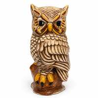Vintage 1970s Ceramic Owl Figurine Large Brown Tan Yellow Owl Statue Retro Woodland Boho Home Decor