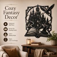 Fantasy Castle Wall Art SVG, Gothic Owl, Book Lover Decor (Digital Download)