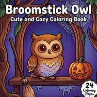 Broomstick Owl Coloring Book | Witch and Night Sky Pages | 24 Bold and Easy Halloween Printables | I