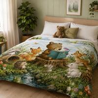 Woodland Animals Duvet Cover for Kids | Storybook Forest Bedding | Bear Fox Bunny Owl | Children'
