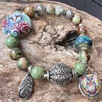 Owl Face carved stretch bead bracelet , Owl charms. Fall Vibes, Harbor girl Designs