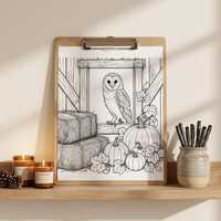 Owl Autumn Winter Coloring Page | Mindful Relaxation Art (PDF Download)