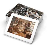 Owl Barista Jigsaw Puzzle, Coffee Shop Art, 1000-2000 Pieces (Tin Box)