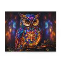 Puzzle (120, 252, 500-Piece)  The Wise Owl of the Night   Mystical Stained Glass Art