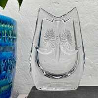 MCM Vintage DAUM Crystal 5.5" Owl Paperweight Signed c1970s France