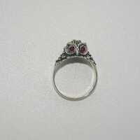Sterling 925 silver figural owl ring with ruby stone eyes UK size P