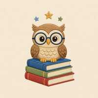 Owl Books Embroidery Design, Cute Reading Machine Embroidery Pattern, Book Lover Animal Stitching, S