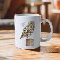 Little Owl Mug from an Original Watercolour Painting of a British Bird