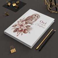 Christmas Owl Journal, Seasonal Hardcover Notebook, Gift For Owl Lover, Festive Bird Lover Gift