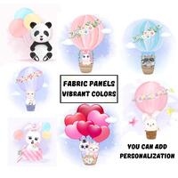 Baby quilt panels fabric, Owl fabric, panda bear fabric, unicorn fabric panel, sheep fabric, hare pr