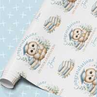 Personalised Graduation Wrapping Paper Owl Gift Wrap Congratulations Custom Name Blue Books Grad Gif