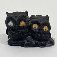 Vintage Googly Eye Owls Lignite Coal Handcrafted Beulah North Dakota Figurine