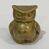 Vintage Solid Brass Owl 1.5" Miniature Paperweight Desk Shelf Figurine Heavy