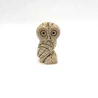 Vintage Mid Century Owl Stone Ceramic Figurine Shelf Sitter Greece / Retro MCM Bird Collectible Livi