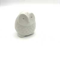 Vintage White Porcelain Owl Bird Figurine Farmhouse Chic / Retro Glazed Ceramic Birds Desk Office Li