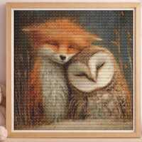 Fox and Owl Cross Stitch Pattern, Woodland Animal Embroidery Design, Cute Forest Friends, Cozy Natur